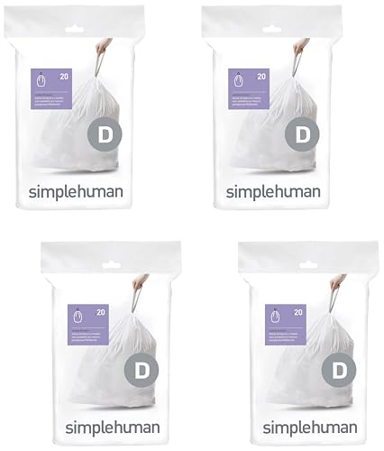 Image of simplehuman CW0163 20L, 20 Liners, White - Code D (Pack of 4)