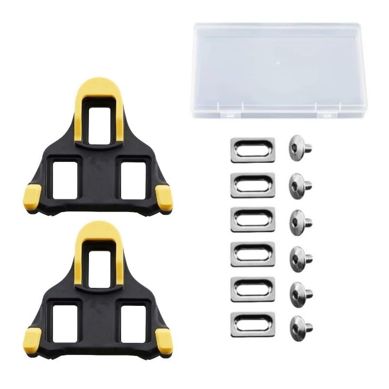 Calas SPD para Zapatillas MTB, Rojo Amarillo Azul, Set Antideslizante Resistente para Indoor Cycling y Recambio de Pedales(SPD-Yellow 6° Box)