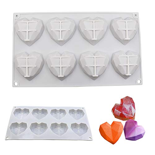 Moldes de coração de diamante de 8 xícaras, moldes de picolé ovais de silicone, 4 formas de picolé,