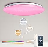Kazvincita WF-Version LED Ceiling Light with Speaker 40W 13Inch Control via app/Voice/Remote Adjustable Brightness & Color Temperature Ceiling Lamp RGB Ambient Lighting for Bedroom Kids Room and More