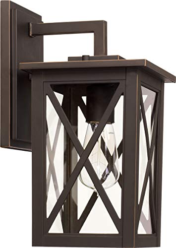Image of Capital Lighting 926611OZ Avondale Clear Glass Outdoor Wall Sconce, 1-Light 100 Watt, 14 inch H x 7 inch W, Oiled Bronze