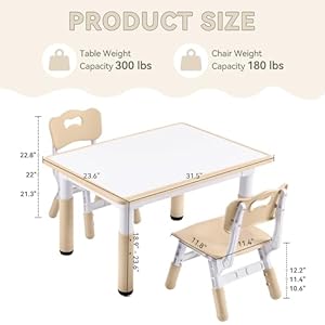 Kids Study Table and Chairs Set, Height Adjustable Toddler Table and Chair Set for Kids Ages 3-8, 31.5" L x 23.6" W Graffiti Desktop Plastic Children Art Table with 2 Seats Kids Study Table and Chairs Set Height Adjustable Toddler Table and Chair Set for Kids Ages 3 8 315 L x 236 W Graffiti Desktop Plastic Children Art Table with 2 Seats