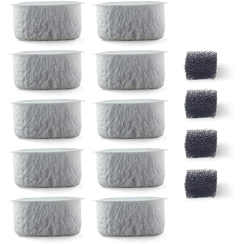 PET STANDARD Replacement Water Filter & 4 Pack Replacement Pre-Filter Sponges Compatible With WOPET® 67oz/2L Automatic Pet Fountain, Pack of 10 Cover