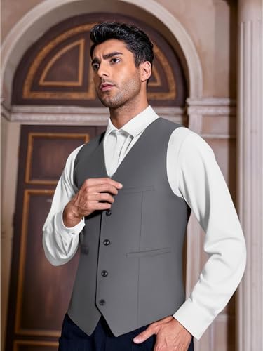 Drolia Formal Men's Suit Vest Regular Fit Classic Suit Waistcoat Wedding Grooms4