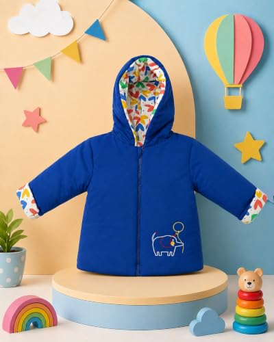 Image of Appukids Full Sleeves Animals Printed Reversible Jacket for Baby Boys Girls Cotton 2 In 1 winter Jacket