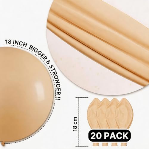Image of PartyWoo Nude Balloons 20pcs 18 Inch Apricot Boho Fall Neutral Latex Helium Balloons for Graduation Wedding Anniversary Birthday Boy Baby Shower Woodland Boho Theme Party Decorations Brown-F05