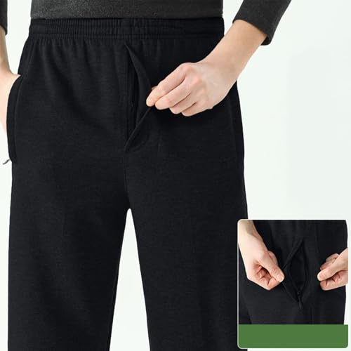 Stretch Waist Pants for Men Straight Leg Breathable Pant Classic Casual Solid Color Loose Fit Trousers with Pockets3