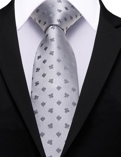 Image of Barry.Wang Silk Ties for Men Fun Necktie and Tie Clip Set for Wedding Party Business Formal Extra Long