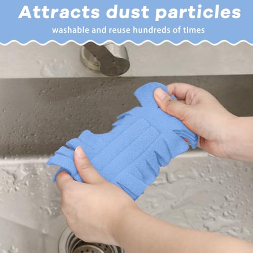 Image of Zubebe 12 Pcs Reusable Duster Refills Fleece,Blue | Soft Polyester Fiber Flat Duster Refill Multi Surface Washable Cleaning Pad Tools for Home, Blinds, Car, Pet, Furniture, Fans