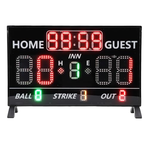 Electronic Scoreboard 12 Digit LED with Remote Beep Sound Portable for Baseball Training and More
