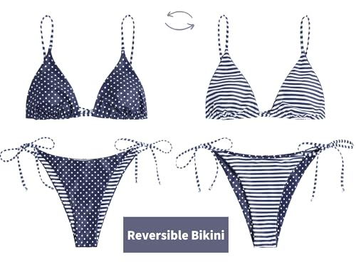 Image of ZAFUL Women's Triangle Bikini Floral String Bikini Set Two Piece Swimsuit Bathing Suits