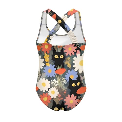 Image of Girls One Piece Swimsuits Teens Sleeveless Back Cross Strap Bathing Suit Kids Quick Dry Cute Beach Swimwear(5-14)