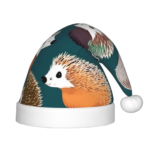 dkkuvt Sombrero de Navidad unisex con estampado de erizos, para la mayoría de fiestas de Navidad, suministros de vacaciones, sombreros de Navidad