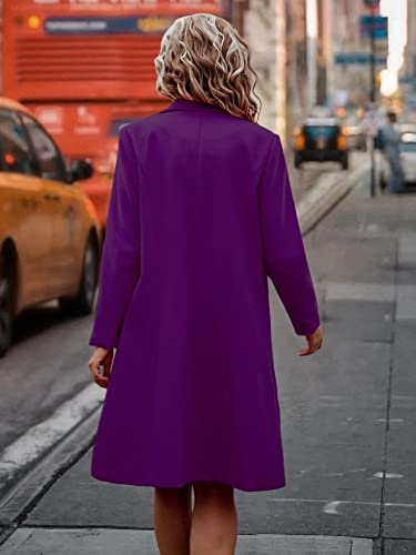 Women's Coats Women's Winter Coats Lapel Neck Double Breasted Overcoat Warmth Special Autumn and Winter Fashion Novel (Color : Purple, Size : Small)2