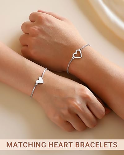 Mother Daughter Heart Bracelets, Mommy and Me Adjustable Jewelry Birthday Valentines Day Christmas Gifts for Mom and Daughter2