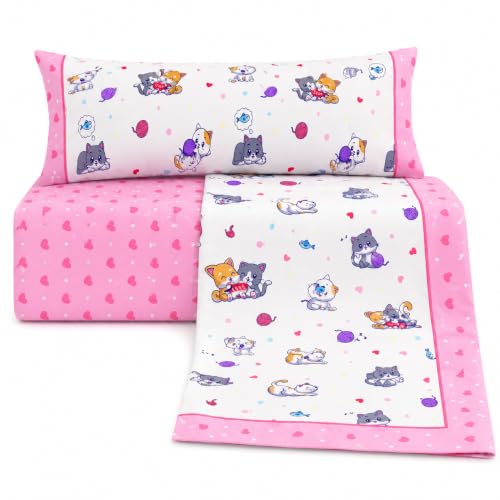 various Juego de Sábanas Infantiles Cama 90 cm Gatitos Rosa