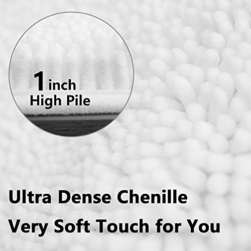 Image of BOANKODU White Bathroom Rugs Sets 2 Piece, Soft Chenille Bath Mat Absorbent Bathroom Rug, Bathroom Mat with PVC Non-Slip Bottom, Machine Washable Bath Rugs (32x20 Inch + 24x16 Inch, White)