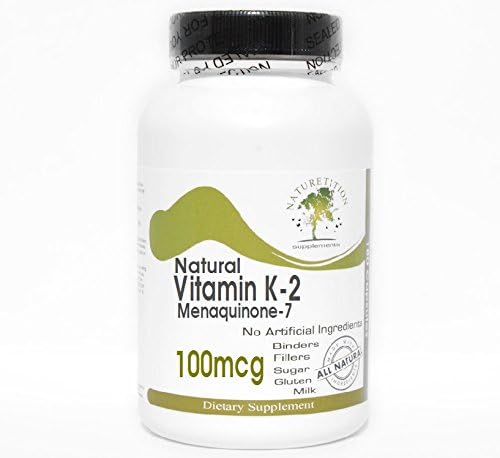 Natural Vitamin K-2 100mcg Menaquinone-7~200 Capsules - No Additives ~ Naturetition Supplements