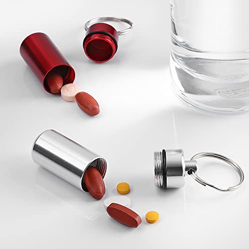 kwmobile 2 pillendoosje sleutelhanger in zwart/goud - Handig medicijndoosje voor onderweg - Pillendoosje alluminium met schroefdop - Afbeelding 3