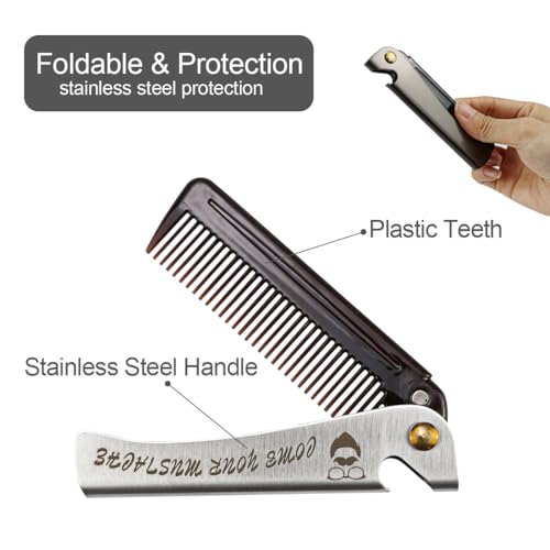 Peine plegable de acero inoxidable 2 en 1, 2 unidades miniatura 5
