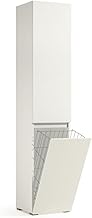 Trentiner Multi-Purpose White Cabinet with Internal Shelves and Laundry Basket 195 x 45 x 37 cm