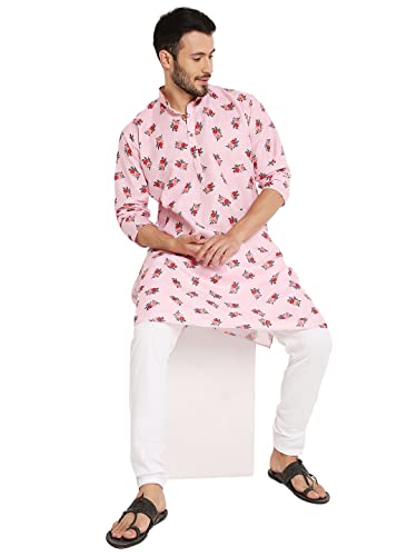 Image of Maharaja Floral Printed Linen Kurta Pyjama Set for Men
