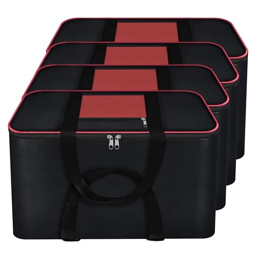 Storite 4 Pack Moisture Proof Nylon Underbed Storage Bag For Clothes Large | (54 x 46 x 28 cm) - BlackRed, Rectangular