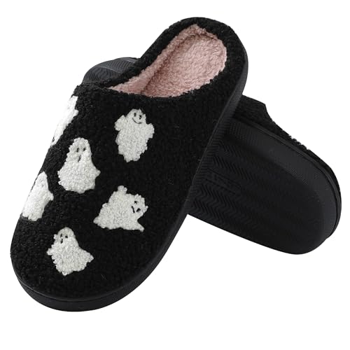 Halloween Slippers for Women and Men Holiday Indoor Bedroom Warm Slippers Winter Soft Home Non-Slip Soft Plush Slip-on House Shoes2