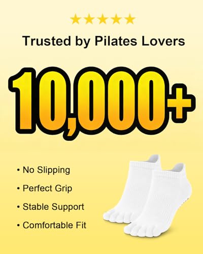 Image of Aoliks 6 Pairs Pilates Grip Socks for Women, Non-slip Yoga Athletic Socks for Barre Ballet Barefoot Workout Hospital