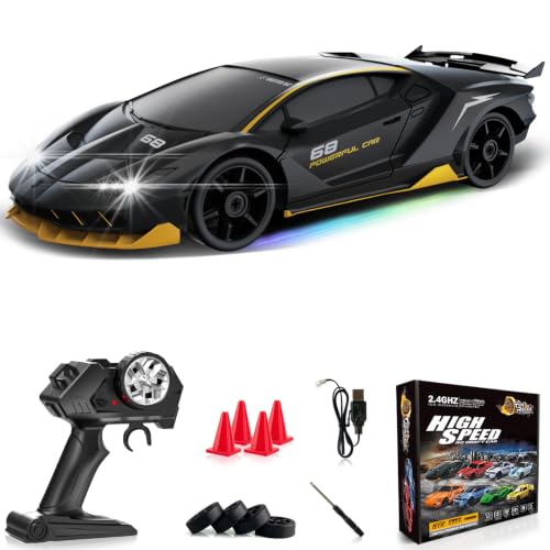 Image of RC Drift Car 1:24 Remote Control Car 4WD 15KM /H High Speed Racing Sport Car with LED Lights RC Cars Toy for Kids Boys Girls Adults Gifts Birthday Christmas