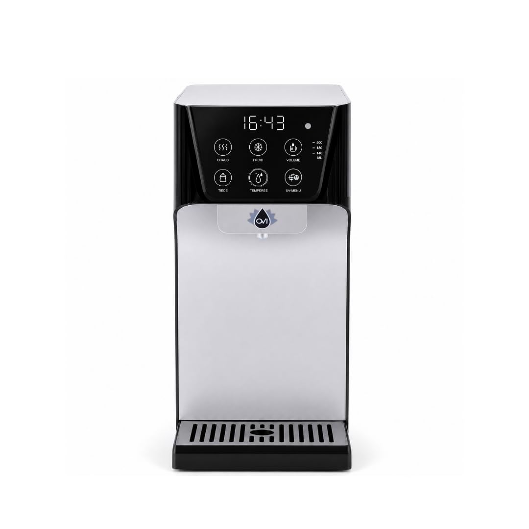 OVI I Distributeur d’Eau Chaude, Froide & Tempérée Instantané | Fontaine à Eau Filtrée 4 Étapes Anti-Bactéries & PFAS | Connexion Directe | Idéal Famille & Bébé | Noir