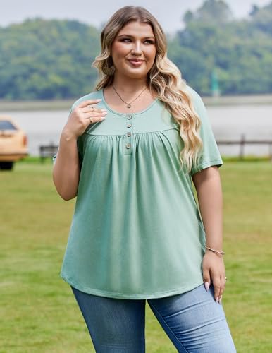 Image of IN'VOLAND Plus Size Tops for Women Short Sleeve Shirts Dressy Casual Tunics