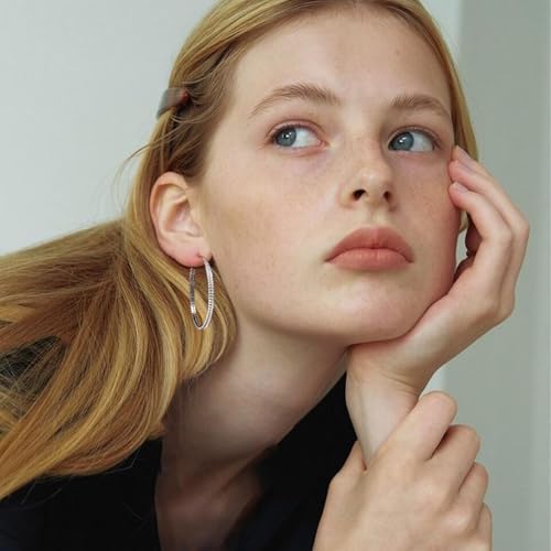 PABBEU Sterling Silver Hoop Earrings, 925 Sterling Silver Hoops Earrings for Women, Lightweight Silvers Hoops Earrings, Hypoallergenic Large Silvers Hoop Earrings for Women Gift 30/40/50MM4