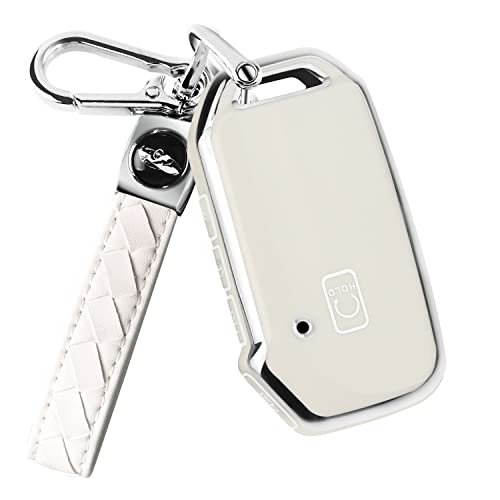 QBUC for Kia Key Fob Cover TPU Key Shell with Leather Keychain for Kia Sportage K5 Forte Seltos Sorento Soul Telluride