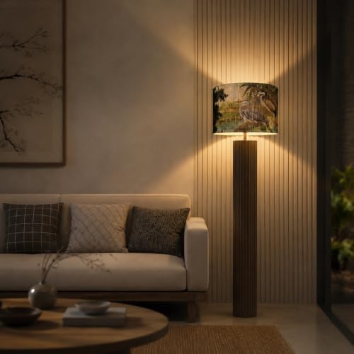 Image of Rustic And Retro Bamboo Pendant Lamp shade Tropical Colorful Animals Design | Unique Art Deco material,Groovy Unique herons Pattern Size 13.8*9Inch,for Living Room Bedroom Office,Effortless Installation