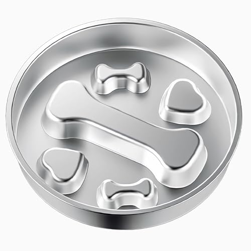 Slow Feeder Anti-Schling Hundenapf (22cm×4cm) – Futternapf Edelstahl 304 mit Rutschfestem Boden, Langlebig & Spülmaschinengeeignet – Für Große/Kleine Hunde & Katzen (Knochen)