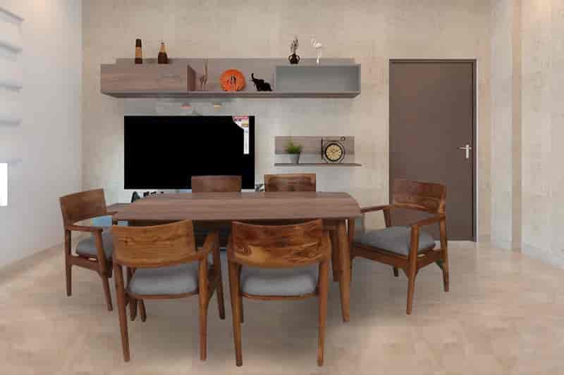 Image of APRODZ Solid Sheesham Wood Dining Table Set of 6 Seater Dinner Dinning Table with 6 Chair for Dining Furniture for Living Room Home Hotel Office Self Assembly (Natural Finish)