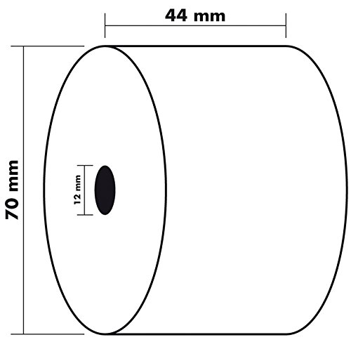 livre Exacompta - Réf. 42150E - Carton de 50 bobines pour tickets de caisse - largeur 44 mm x diamètre 70 mm - mandrin 12 mm - 1 pli thermique 55g/m2 sans BPA - Métrage (+ ou - 2m) : 60 m - Blanc
