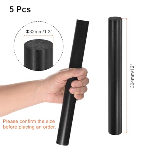 Image of uxcell 5 Pcs Black Plastic Rods 32 x 304mm ABS Styrene Round Stick Round Solid Bar DIY Model for DIY Toys Building Making Architectural Model Making