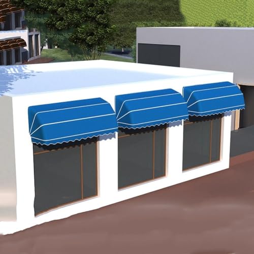 Toldo telescópico impermeable con soporte de aluminio plegable azul para exterior 4