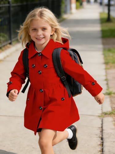 Image of SANGTREE Girl's Waterproof Trench Coat Hooded Lightweight Windbreaker Rain Jackets