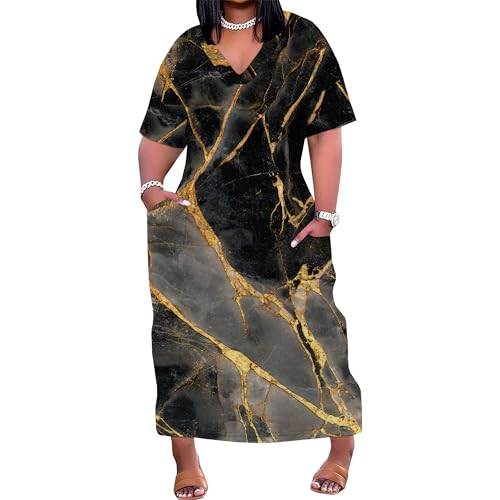 Image of SUZONANA Plus Size Dresses for Curvy Women African Print American Dress Summer Outfits Casual Loose with Pocket