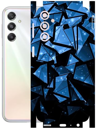Image of AtOdds - Full Body Back Screen Guard Protector Film - Lamination Wrap Skin Sticker Compatible with Samsung Galaxy M34 (5G) | Scratchproof Matte Finish (Blue Crystals)