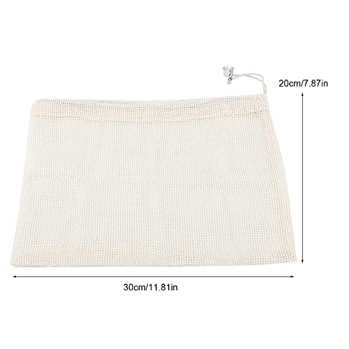 Sacola de compras, bolsa de rede de algodão bege reciclável para armazenar frutas e legumes Armazena