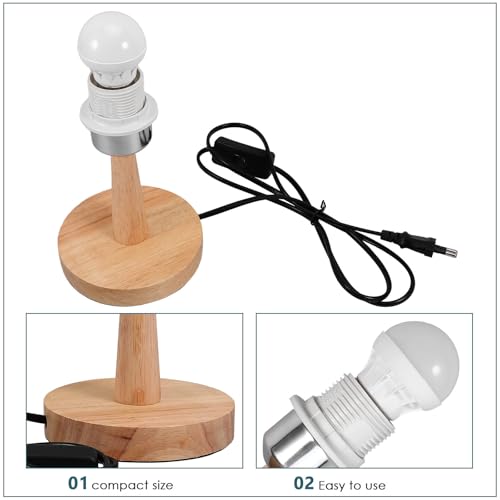 Support de lampe de table en bois E27 base ronde stable salon bureau