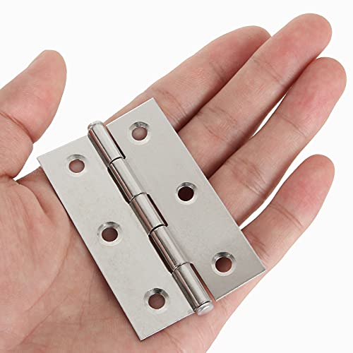 30Pcs 2.75" X 1.7" Stainless Steel Hinges Small Folding Butt Hinges Sliver Cabinet Door Closet Door Hinge, Home Furniture Hardware For Cabinets, Window, Closet, With 180 Mounting Screws #TOP4