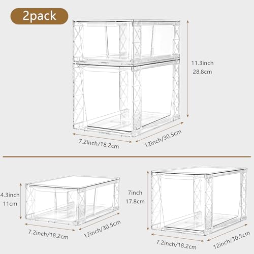 Image of 6Pack Pantry Organizers and Storage,Clear Stackable Kitchen Storage Organizer,Foods Organizer Bins with Handles, Easily Assemble for Bathroom, Kitchen, Refrigerator, Pantry, Cabinet, Closet