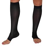 Maternity Compression Stockings - Open-Toe - Graduated Compression Knee High Stockings (Medium, Black)