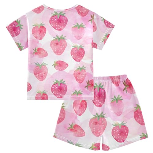 ALAZA Strawberry Colored Fruit Pajamas Short Sleeve 2 Piece Sleepwear Top and Bottom Pajama Set Unisex2