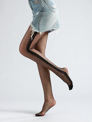 Image of Sahabowi Women Tights, Sheer High Waist Pantyhose, Vintage Control Top Stockings, Siwa7